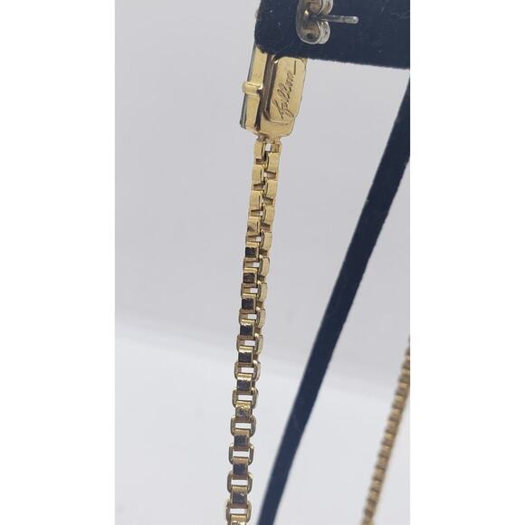 Gold Long Spike Box Chain Drop Earrings Smokey Topaz Crystal Stone Dangle - Picture 4 of 6